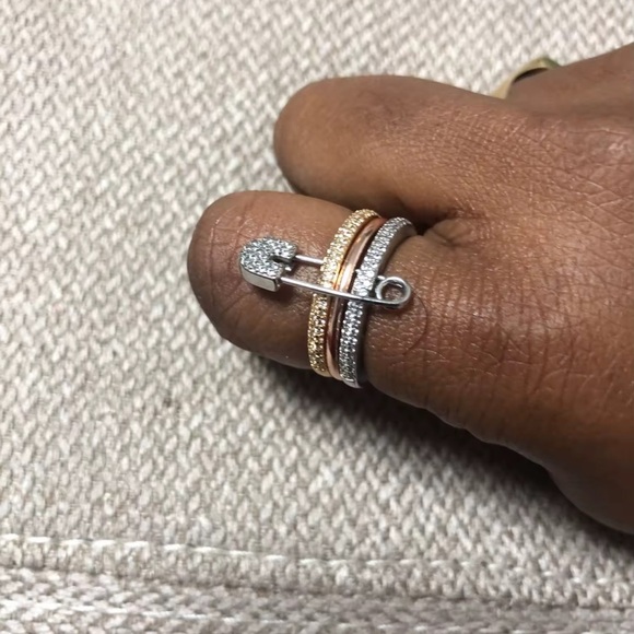 Trinity Gold Silver Rose Gold Statement Ring - Picture 15 of 16